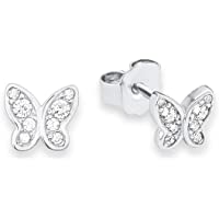 Los mejores  - s.Oliver Pendientes para Niños con mariposa- de plata 925.rodiada con circonitas blancas.–.567640- Talla única (9233199)
